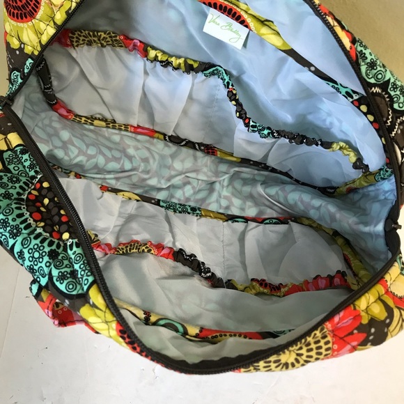 VERA BRADLEY Floral Cotton Satchel Bag Travel Purse Cosmetic Pockets Duffle Zip - Picture 8 of 12